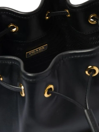 Shop Prada Leather Bucket Bag In Black
