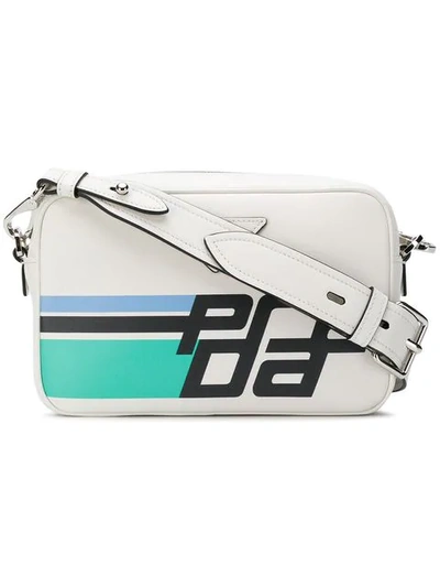 Shop Prada Logo Camera Bag - White