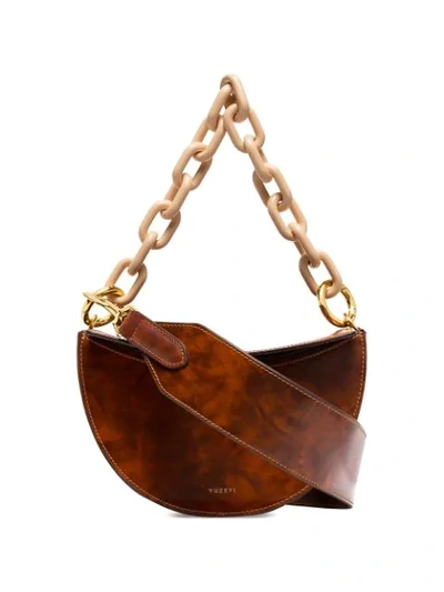 Shop Yuzefi Doris Marble-effect Shoulder Bag In Brown