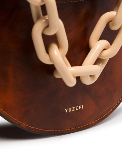 Shop Yuzefi Doris Marble-effect Shoulder Bag In Brown