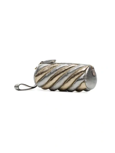 Shop Anya Hindmarch Silver And Gold Metallic Marshmallow Leather Clutch In Light Gold Silver