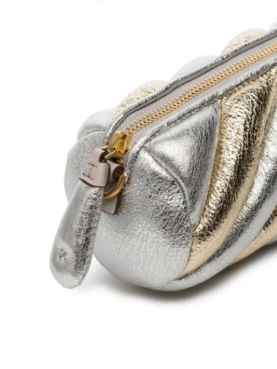 Shop Anya Hindmarch Silver And Gold Metallic Marshmallow Leather Clutch In Light Gold Silver