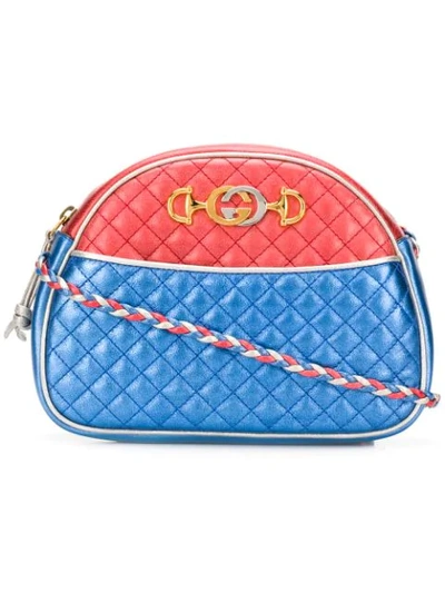 Shop Gucci Laminated Leather Cross-body Bag In Silver