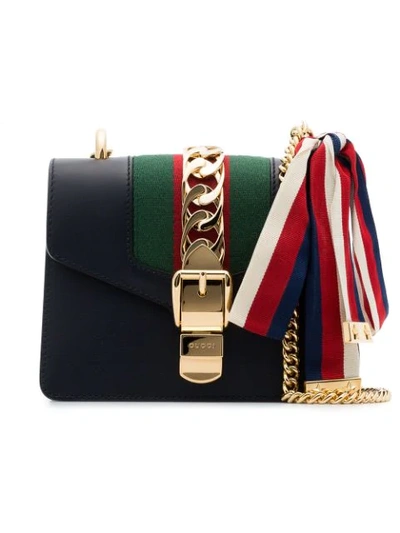 Shop Gucci Sylvie Mini Chain Bag In Blue