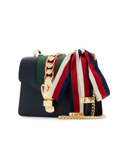 Shop Gucci Sylvie Mini Chain Bag In Blue