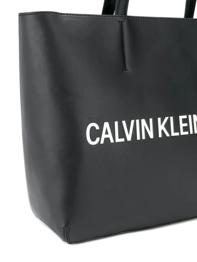 Shop Calvin Klein Contrast Logo Tote In Black