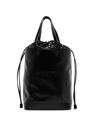 Shop Saint Laurent Teddy Logo Tote Bag In Black