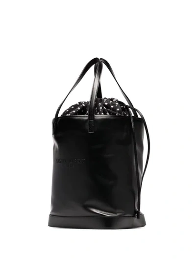 Shop Saint Laurent Teddy Logo Tote Bag In Black