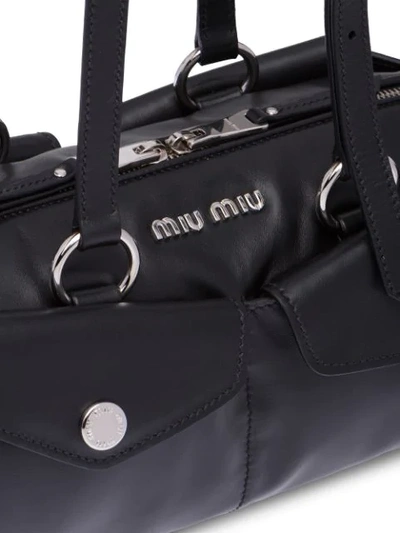 Shop Miu Miu Top Handle Bandoleer Bag In Black