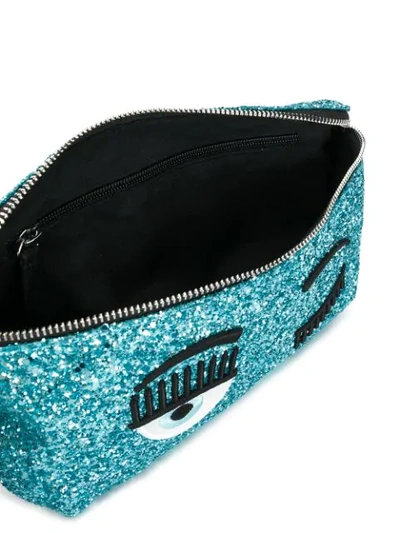 Shop Chiara Ferragni Flirting Glitter Belt Bag In Blue