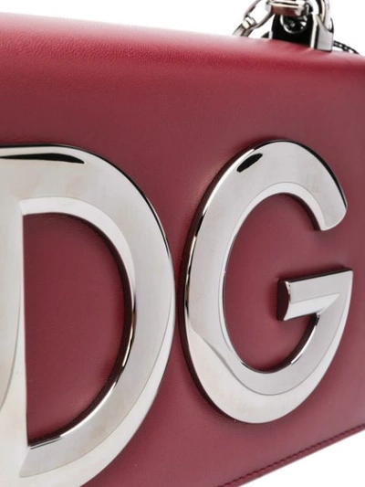 Shop Dolce & Gabbana Logo Plaque Clutch Bag - Red