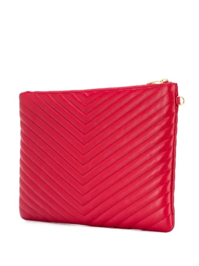 Shop Saint Laurent Monogram Clutch In Red