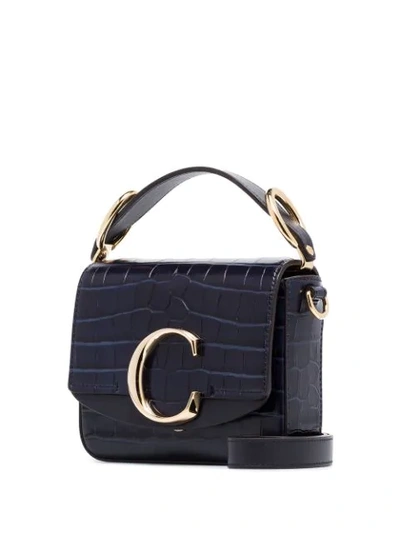 Shop Chloé C Crocodile-effect Chain Clutch In Blue