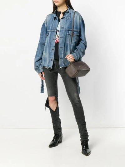 Shop Givenchy Mini Pandora Shoulder Bag In Grey
