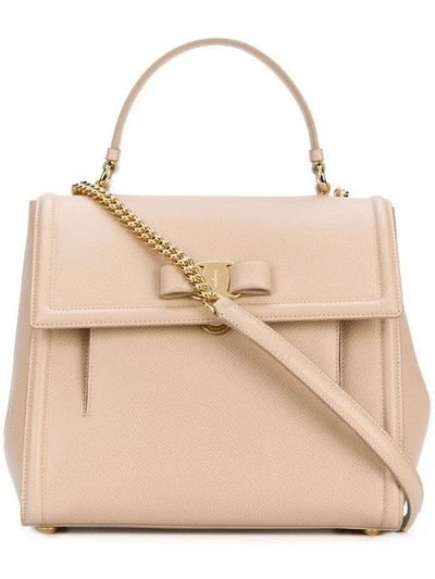 Shop Ferragamo Salvatore  Vara Medium Tote Bag - Neutrals