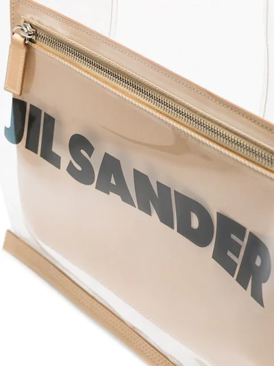 Shop Jil Sander Transparent Logo Market Bag In Neutrals