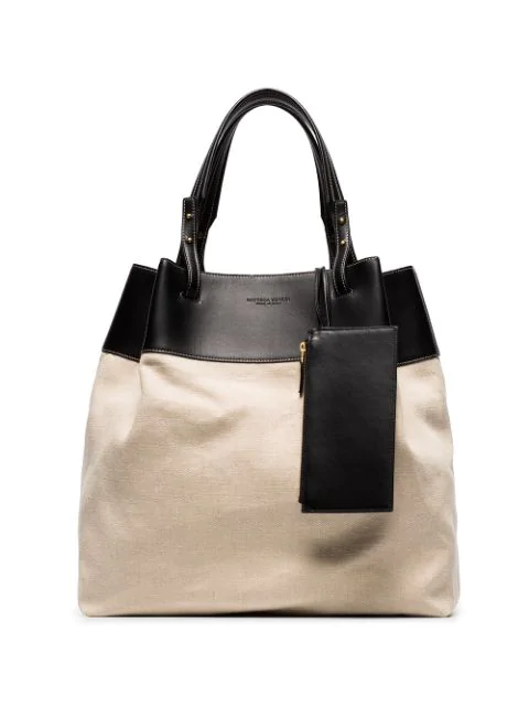 leather and canvas tote