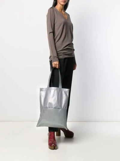 Shop Rick Owens Embroidered Logo Tote Bag In Grey