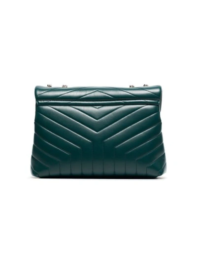 Shop Saint Laurent Green Loulou Quilted Leather Shoulder Bag