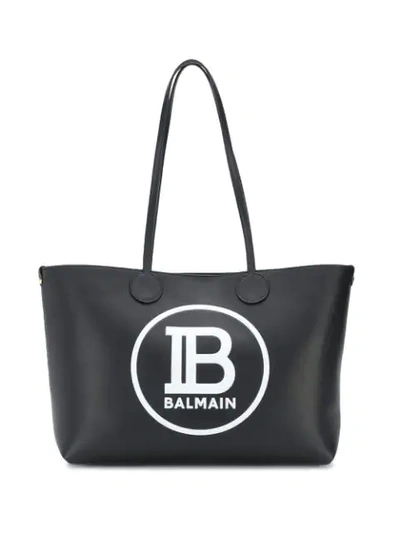 Shop Balmain Shopper Mit Logo-print In Eab Black