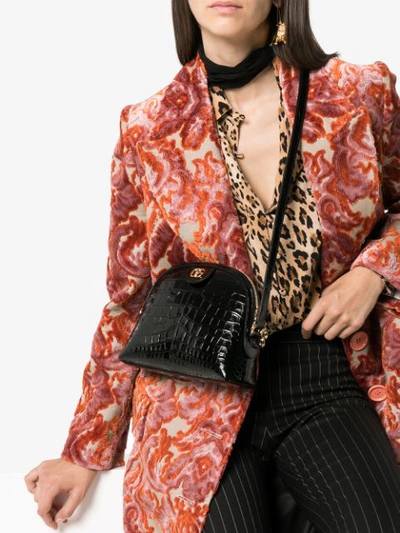 Shop Gucci Ophidia Crocodile-embossed Shoulder Bag In Black
