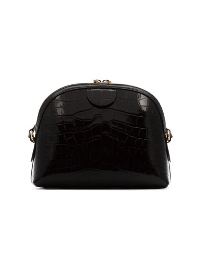 Shop Gucci Ophidia Crocodile-embossed Shoulder Bag In Black