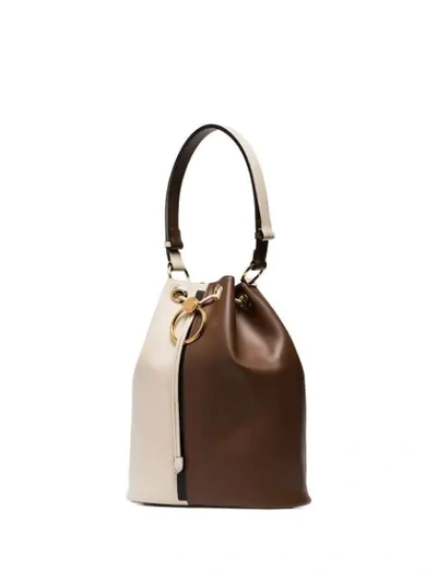 Shop Marni Earring Two-tone Bucket Bag In Brown