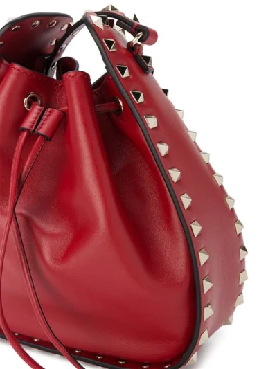 Shop Valentino Red Rockstud Leather Bucket Bag