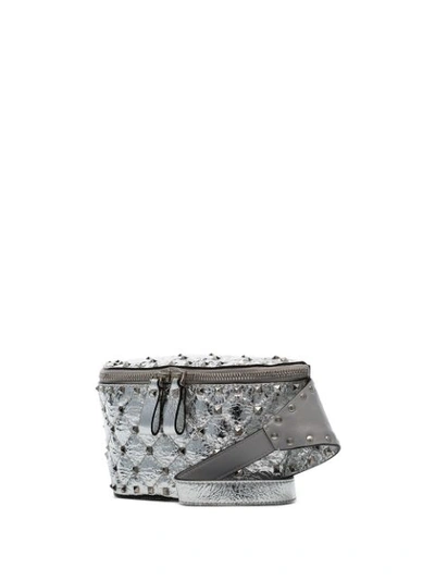Shop Valentino Rockstud Belt Bag In Metallic