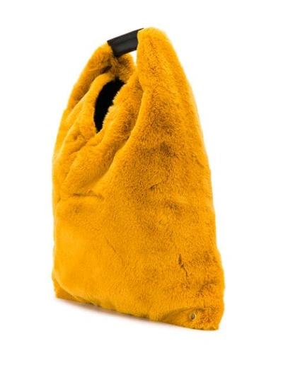 Shop Mm6 Maison Margiela Textured Shoulder Bag In Yellow