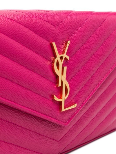 Shop Saint Laurent Monogram Logo Shoulder Bag In Pink