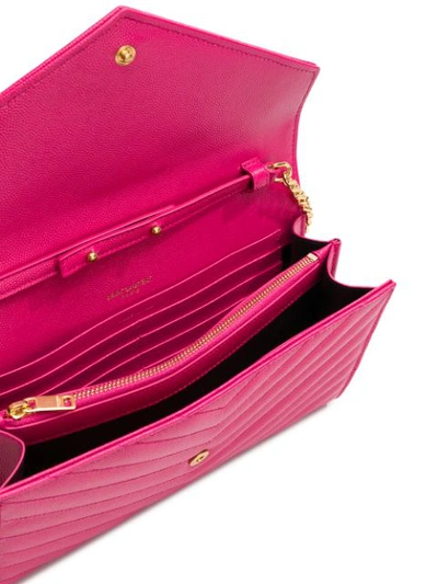 Shop Saint Laurent Monogram Logo Shoulder Bag In Pink