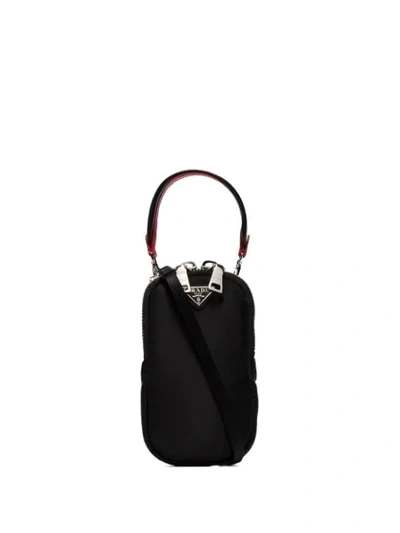 Shop Prada Oval Lanyard Purse In Black