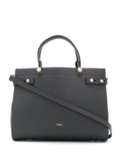 Shop Furla Lady L Onyx Tote Bag In Grey