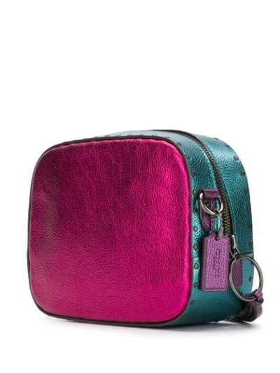 Shop Coach Rivet Colour Blocked Crossbody Bag In Pink