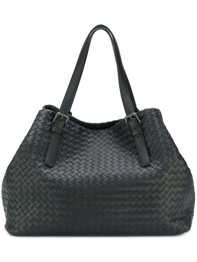 Shop Bottega Veneta Nero Intrecciato Nappa Large Cesta Bag - Black