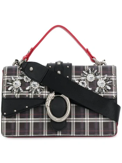 Shop Liu •jo Liu Jo Darsena Embellished Check Bag - Black