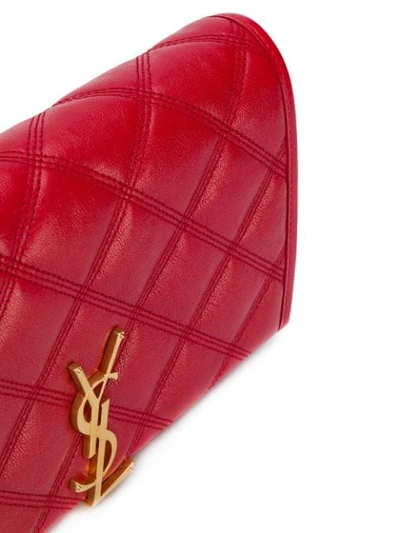Shop Saint Laurent Becky Quilted Wallet On Chain In Red