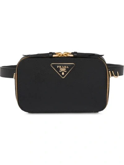 Shop Prada Saffiano Leather Belt Bag In Black