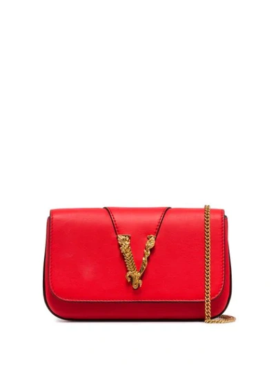 Shop Versace Virtus Cross-body Bag In Red