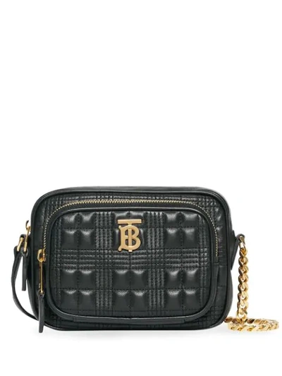 Shop Burberry Small Quilted Check Camera Bag In Black