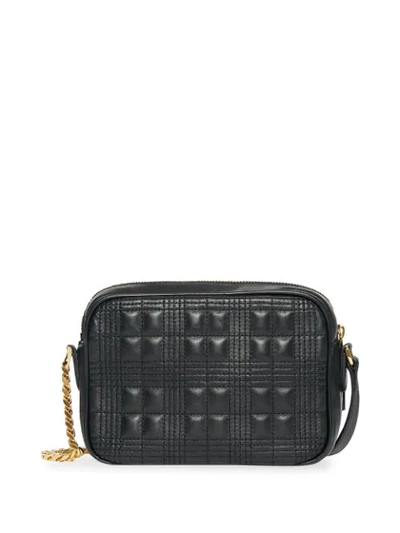 Shop Burberry Small Quilted Check Camera Bag In Black