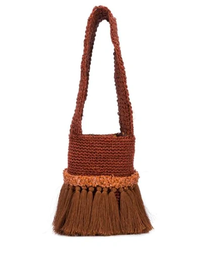 Shop Johanna Ortiz Tassel Tote Bag In Brown