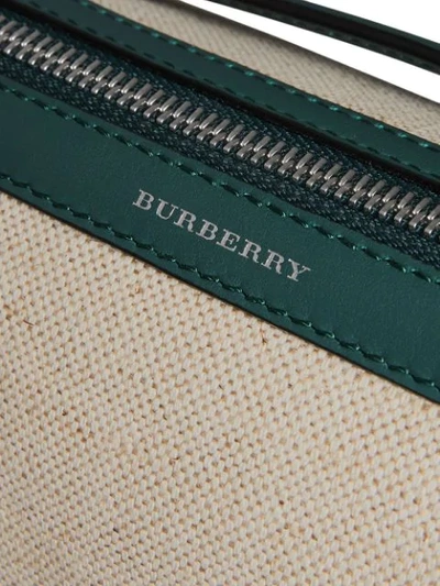 Shop Burberry The Cotton Linen And Leather Barrel Bag In Neutrals