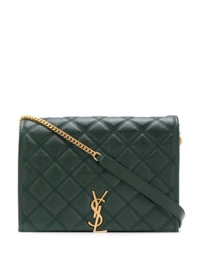 Shop Saint Laurent Becky Small Quilted Shoulder Bag In Green