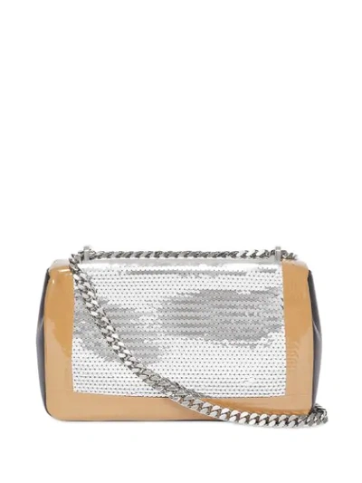 Shop Burberry Small Tape Detail Sequinned Lambskin Lola Bag In Black