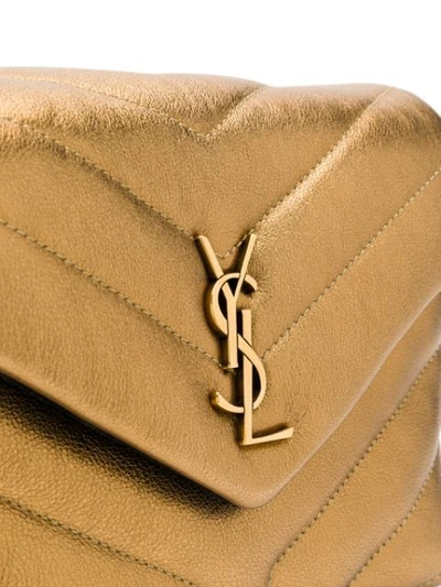 Shop Saint Laurent Logo Monogramme Mini Bag In Metallic