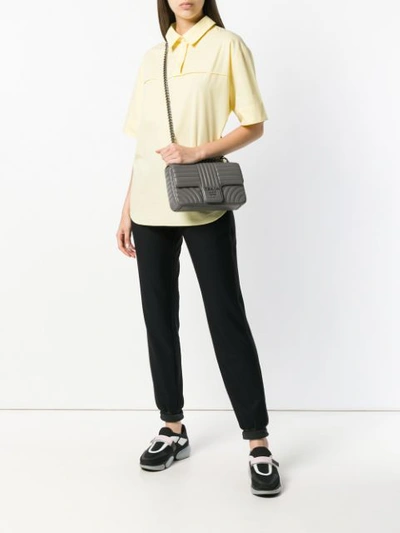 Shop Prada Quilted Logo Shoulder Bag - Grey