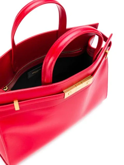 Shop Saint Laurent Small Manhattan Tote Bag In Red