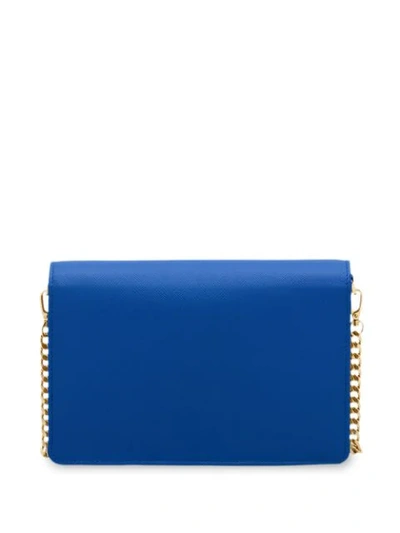 Shop Prada Saffiano Texture Shoulder Bag In Blue